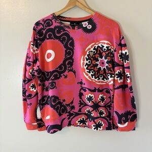 Emily Lovelock NEW Sweatshirt Pink Black Pullover Top Womens Sz Small MS…